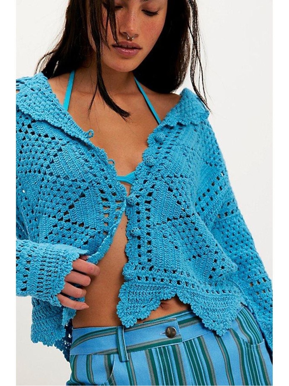 NWT Free People Friend of a Friend Open Knit Crochet Cardigan Sweater